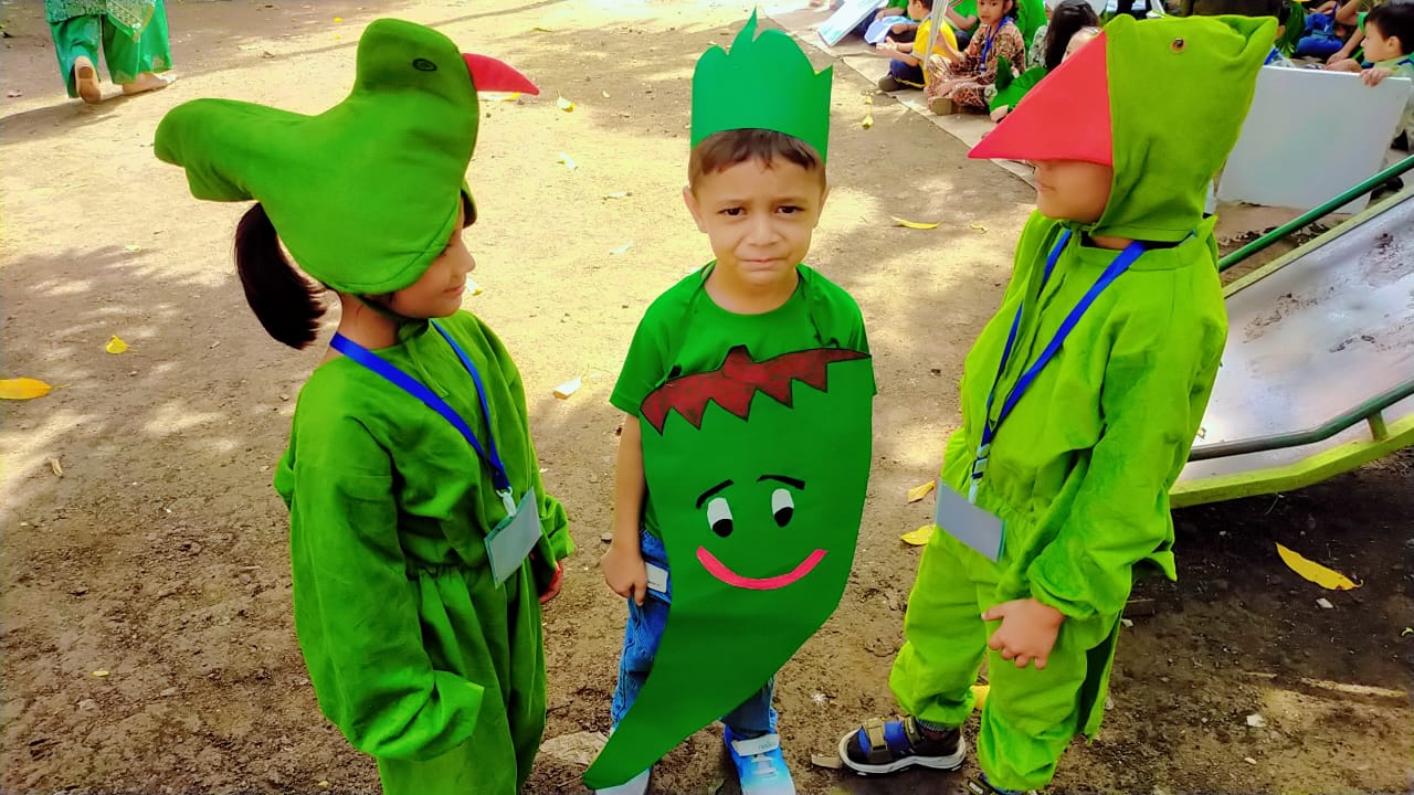 Pre-primary students in themed costumes at Saint Ann's School