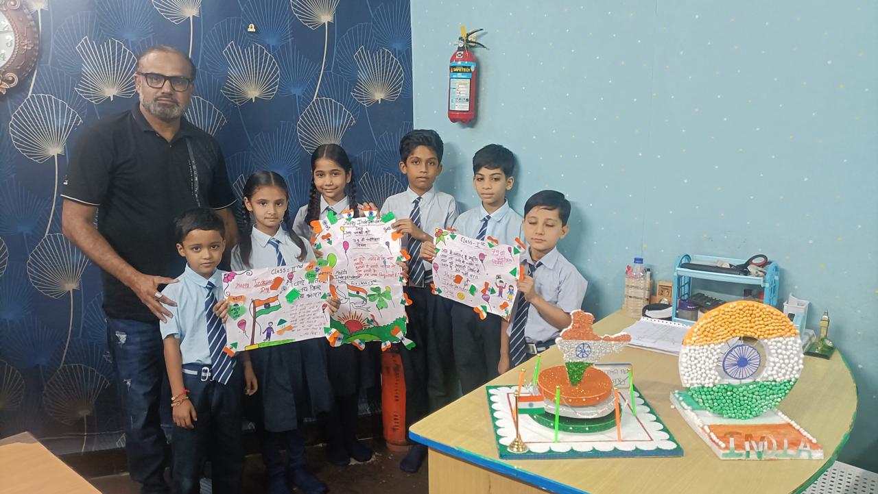 Students presenting creative classroom work and models at Saint Ann's School